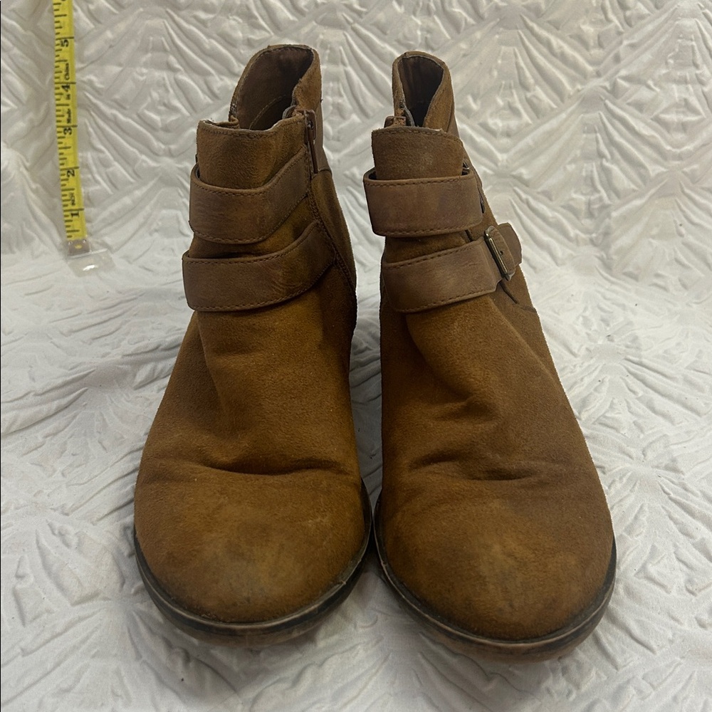 Madden Girl Brown Buckle Ankle Boots Moto Booties Low Heel Womens